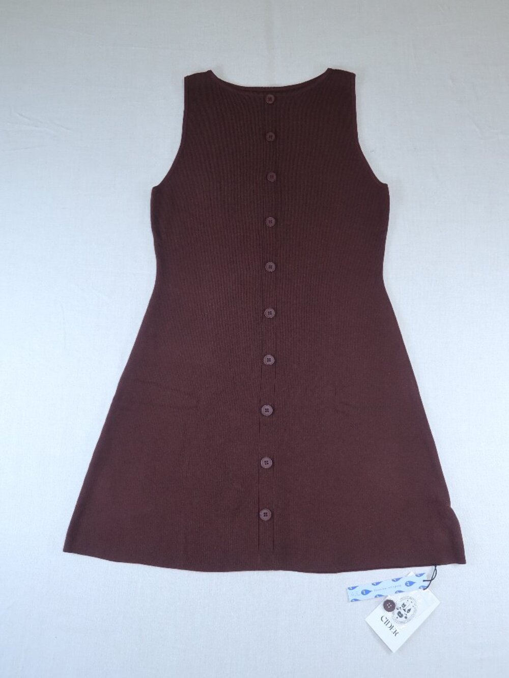 CIDER Brown Knit Boat Neck Button Front Mini Dress XL Fall Preppy